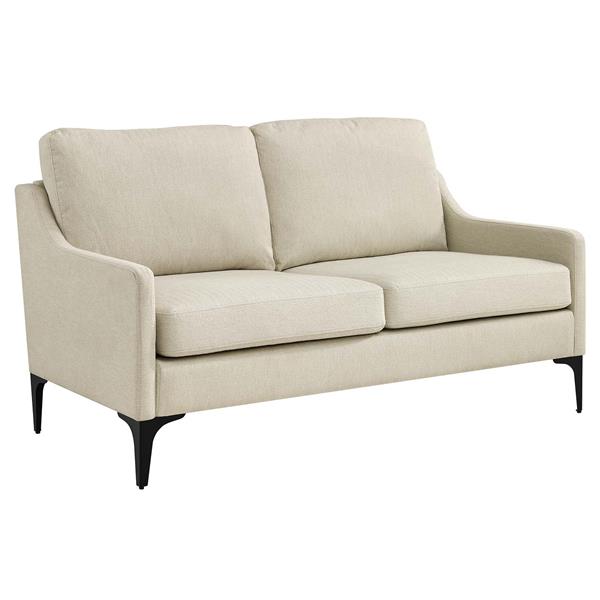 Corland Upholstered Fabric Loveseat - Beige 