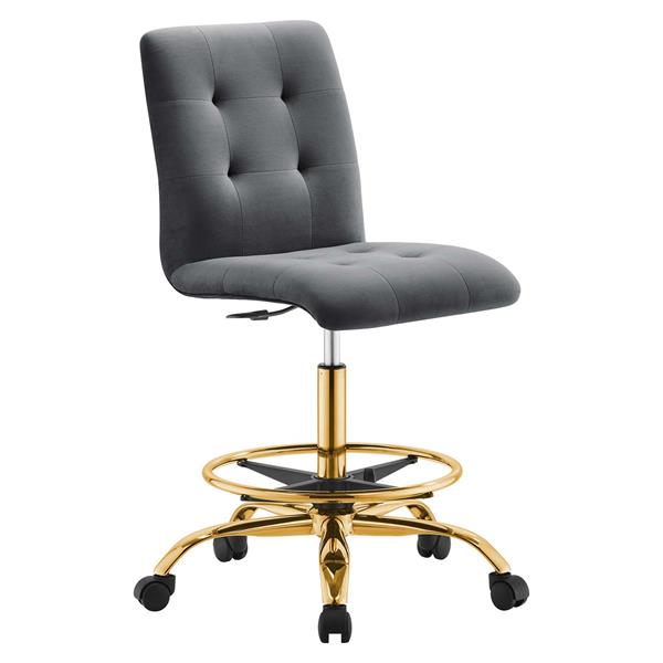 Prim Armless Performance Velvet Drafting Chair - Gold Gray 