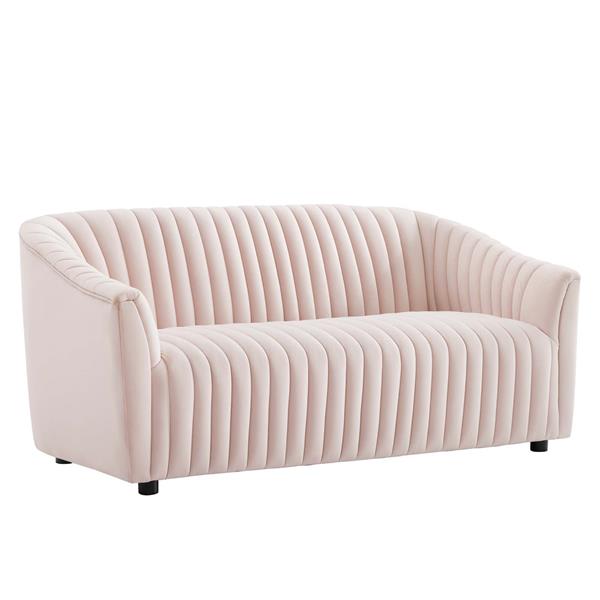 Announce Performance Velvet Channel Tufted Loveseat - Pink 