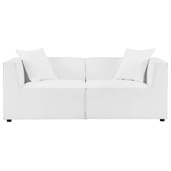 Saybrook Outdoor Patio Upholstered 2-Piece Sectional Sofa Loveseat - White 