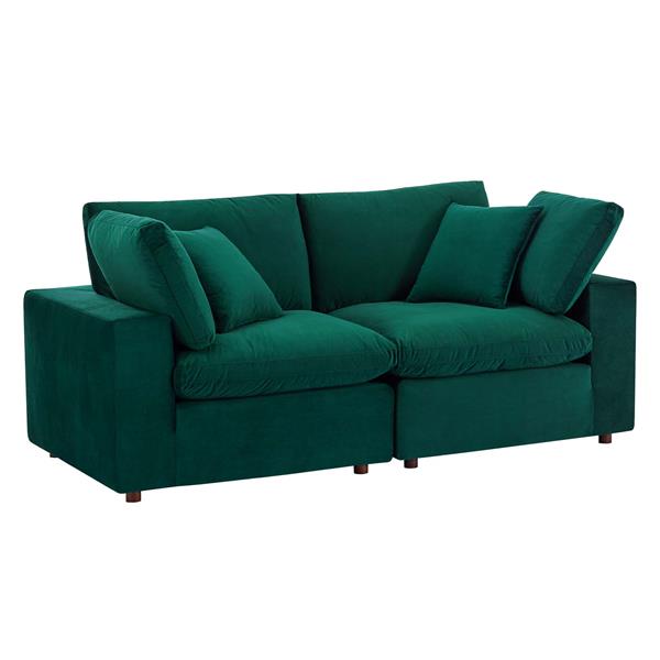 Commix Down Filled Overstuffed Performance Velvet Loveseat - Green 