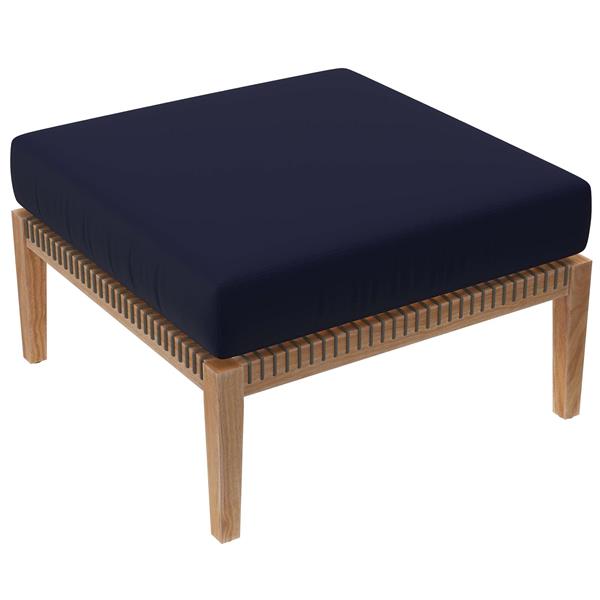 Clearwater Outdoor Patio Teak Wood Ottoman - Gray Navy 