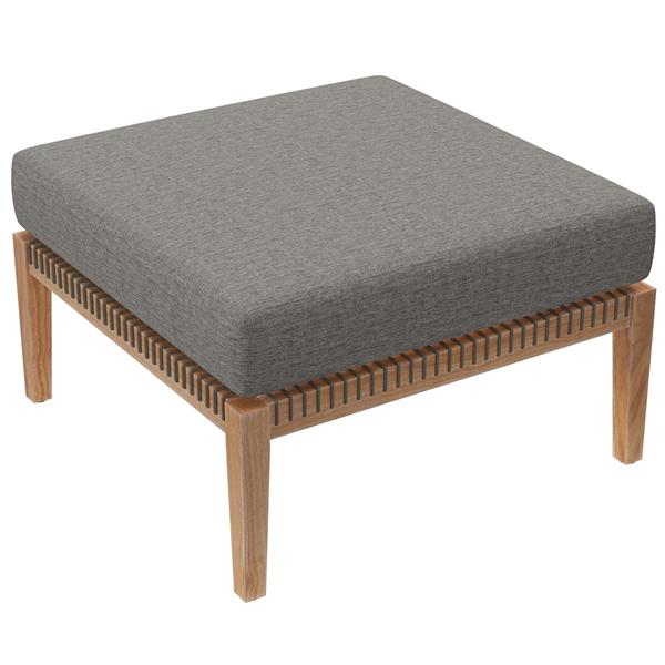 Clearwater Outdoor Patio Teak Wood Ottoman - Gray Graphite 