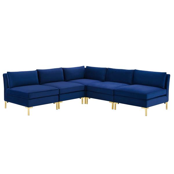 Ardent 5-Piece Performance Velvet Sectional Sofa - Navy Style C 