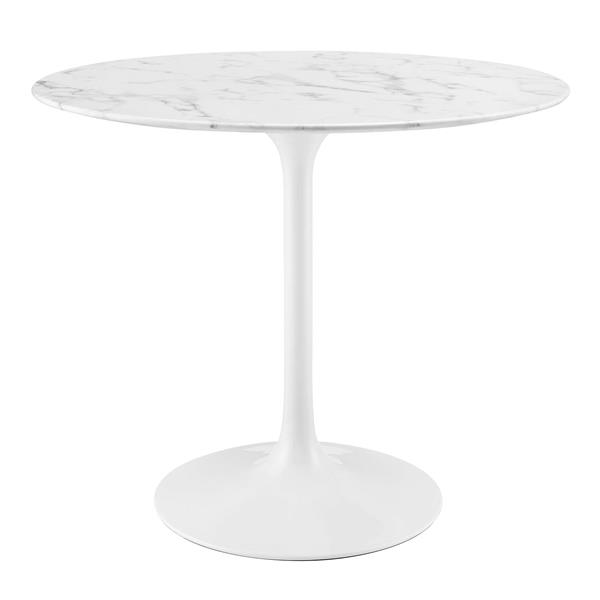 Lippa 36" Round Artificial Marble Dining Table - White 