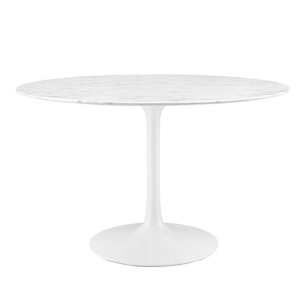 Lippa 47" Round Artificial Marble Dining Table - White 