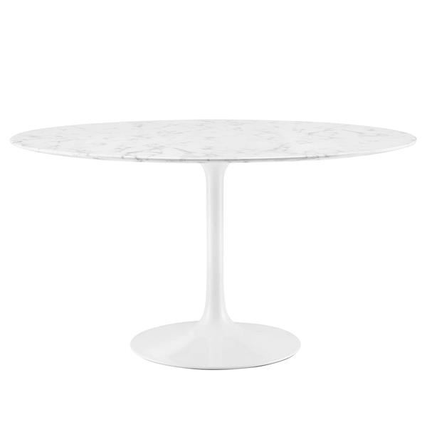 Lippa 54" Round Artificial Marble Dining Table - White 