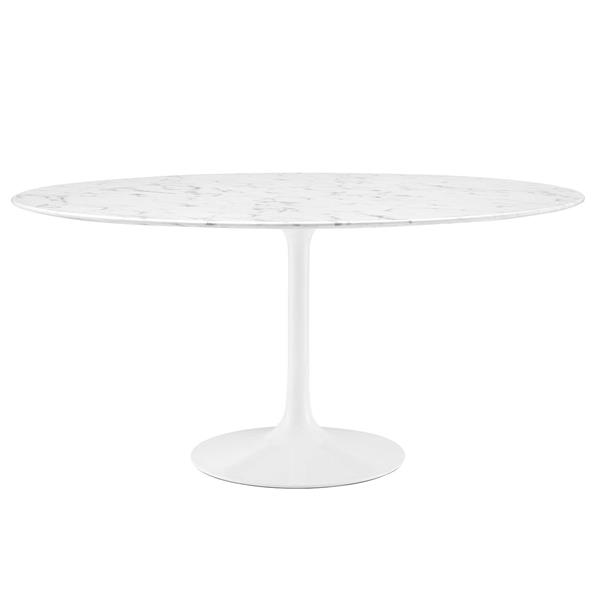 Lippa 60" Round Artificial Marble Dining Table - White 