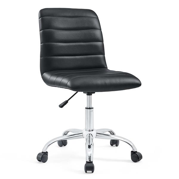 Ripple Armless Mid Back Vinyl Office Chair - Black 