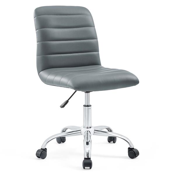 Ripple Armless Mid Back Vinyl Office Chair - Gray 