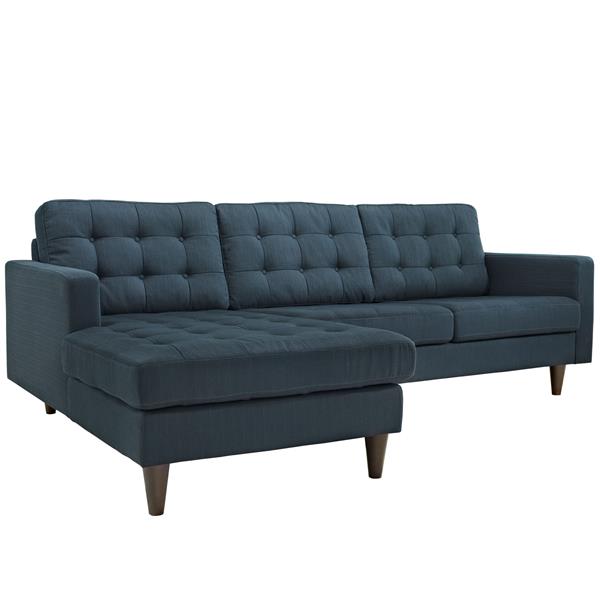 Empress Left-Facing Upholstered Fabric Sectional Sofa - Azure 