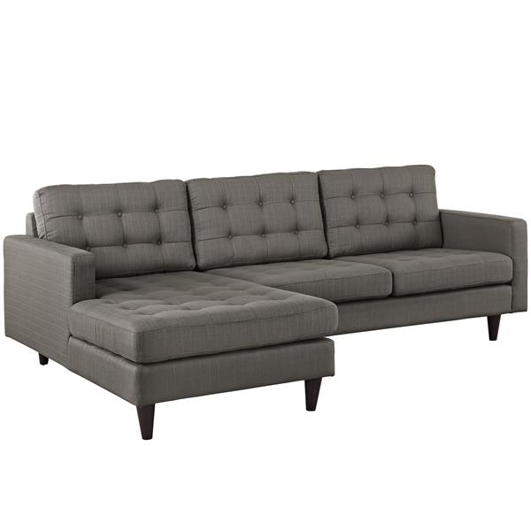 Empress Left-Facing Upholstered Fabric Sectional Sofa - Granite 