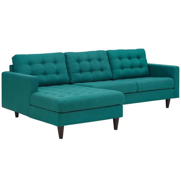 Empress Left-Facing Upholstered Fabric Sectional Sofa - Teal 