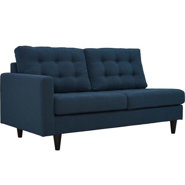 Empress Left-Facing Upholstered Fabric Loveseat - Azure 