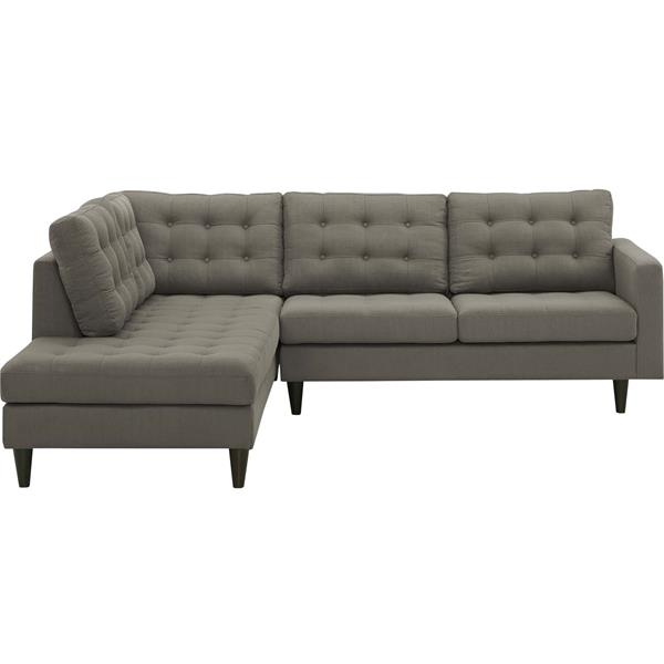 Empress 2 Piece Upholstered Fabric Left Facing Bumper Sectional - Granite 