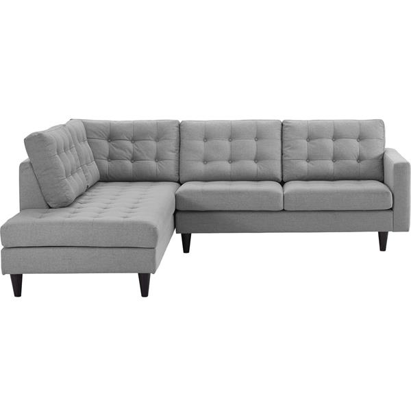 Empress 2 Piece Upholstered Fabric Left Facing Bumper Sectional - Light Gray 