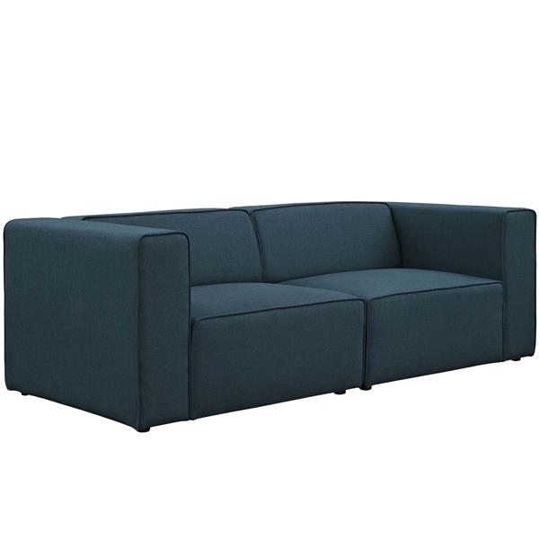 Mingle 2 Piece Upholstered Fabric Sectional Sofa Set - Blue 