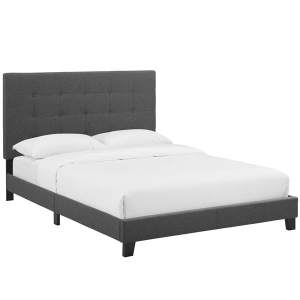 Melanie King Tufted Button Upholstered Fabric Platform Bed - Gray 