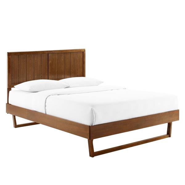 Alana King Wood Platform Bed With Angular Frame - Walnut 