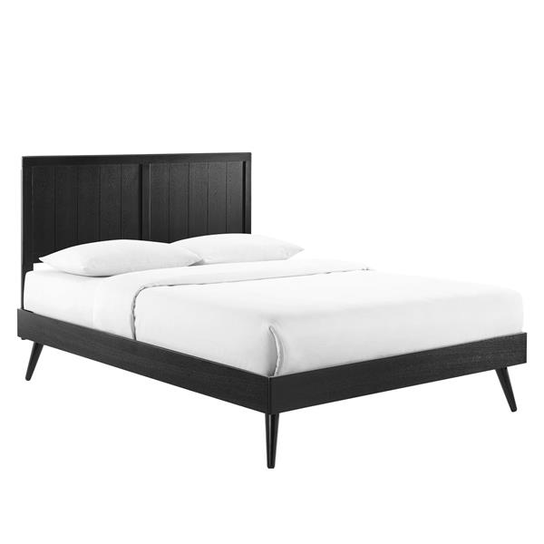 Alana King Wood Platform Bed With Splayed Legs - Black 