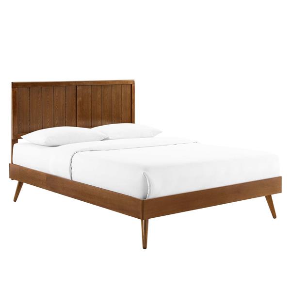 Alana King Wood Platform Bed With Splayed Legs - Walnut 