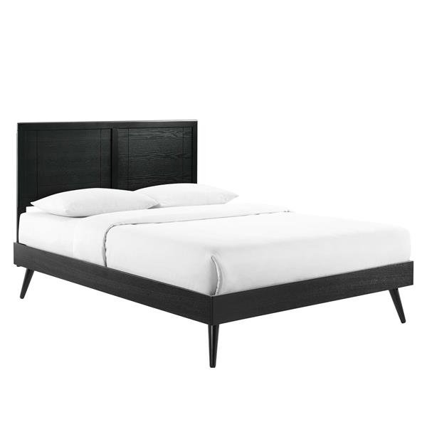 Marlee King Wood Platform Bed With Splayed Legs - Black 