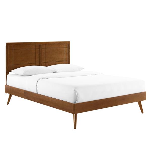 Marlee King Wood Platform Bed With Splayed Legs - Walnut 