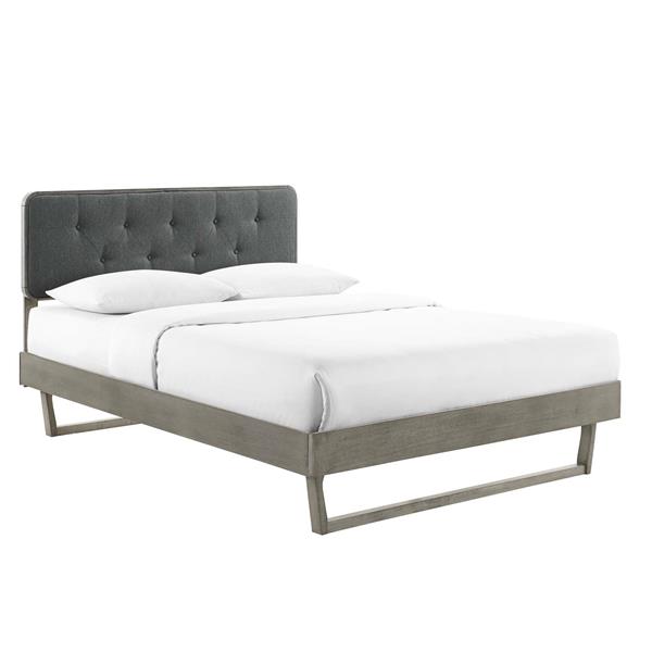 Bridgette King Wood Platform Bed With Angular Frame - Gray Charcoal 