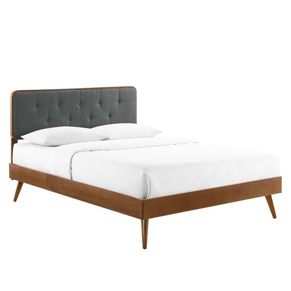 Bridgette King Wood Platform Bed With Splayed Legs - Walnut Charcoal 