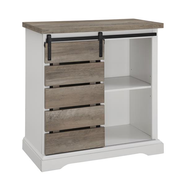 32" Rustic Farmhouse Console - Solid White & Grey Wash 