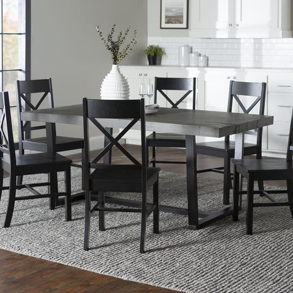 7-Piece Farmhouse Dining Set - Grey & Black  - Style A - WEF2435