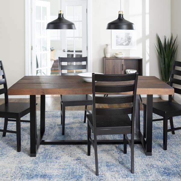 5-Piece Farmhouse Dining Set - Mahogany & Black  - Style B - WEF2446