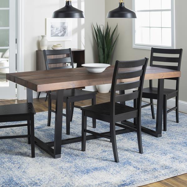 5-Piece Farmhouse Dining Set - Mahogany & Black  - Style B - WEF2446